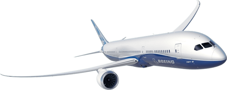 Boeing 787-8 Dreamliner aircraft in flight, showcasing its sleek design, advanced aerodynamics, and modern wing structure. Ideal for aviation training and airline operations.