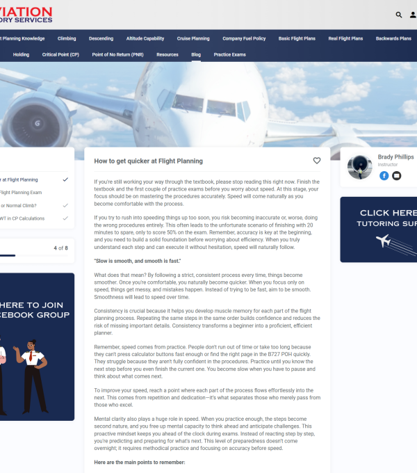 Blog post by Aviation Theory Services on ATPL Flight planning and how to get quicker at it.