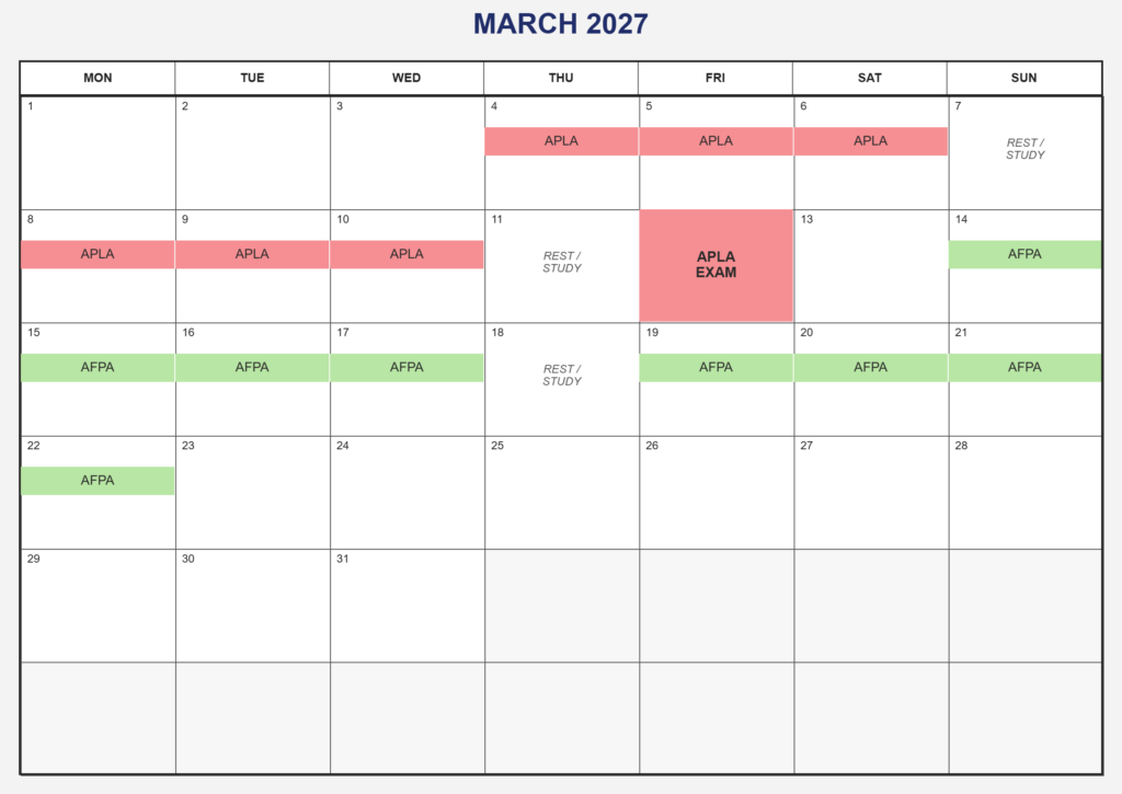 afpa apla performance flight planning calendar